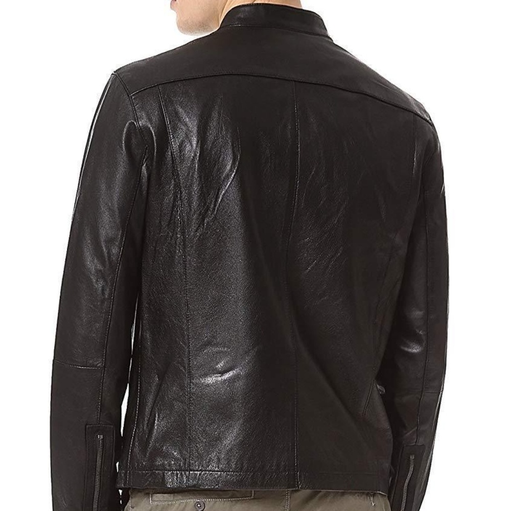 John Varvatos Star USA Men's Moto Leather Jacket - Picture 2 of 5